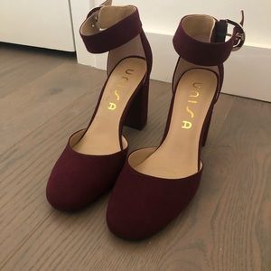 Maroon Pumps with Ankle Strap